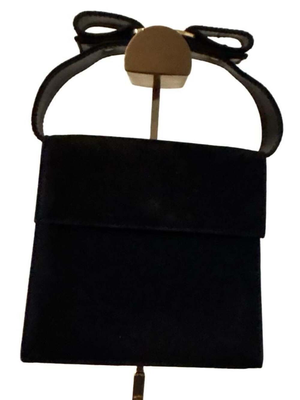 Salvatore Ferragamo Vara Ribbon Suede Black Top Handle Bag